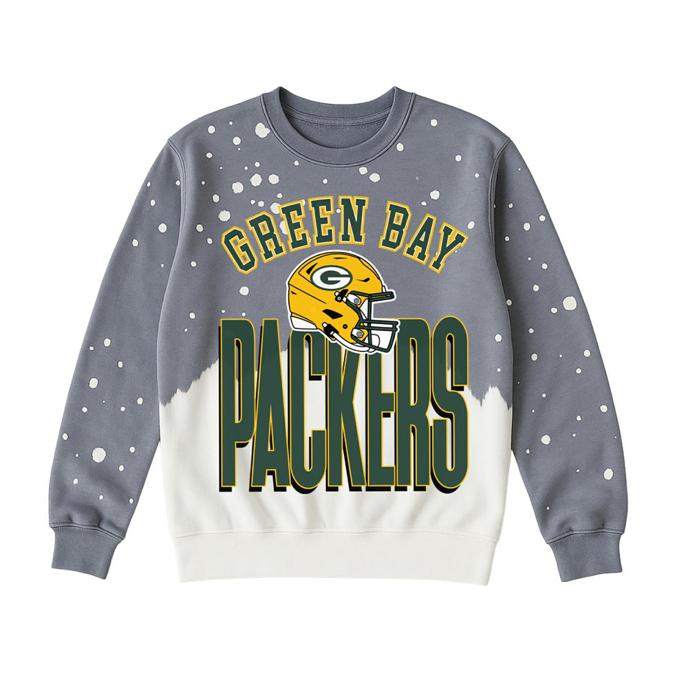 Green Bay Packers Gameday Couture Women's Arch Rivals Faded Wash Sweatshirt - Gray Sweatshirts
