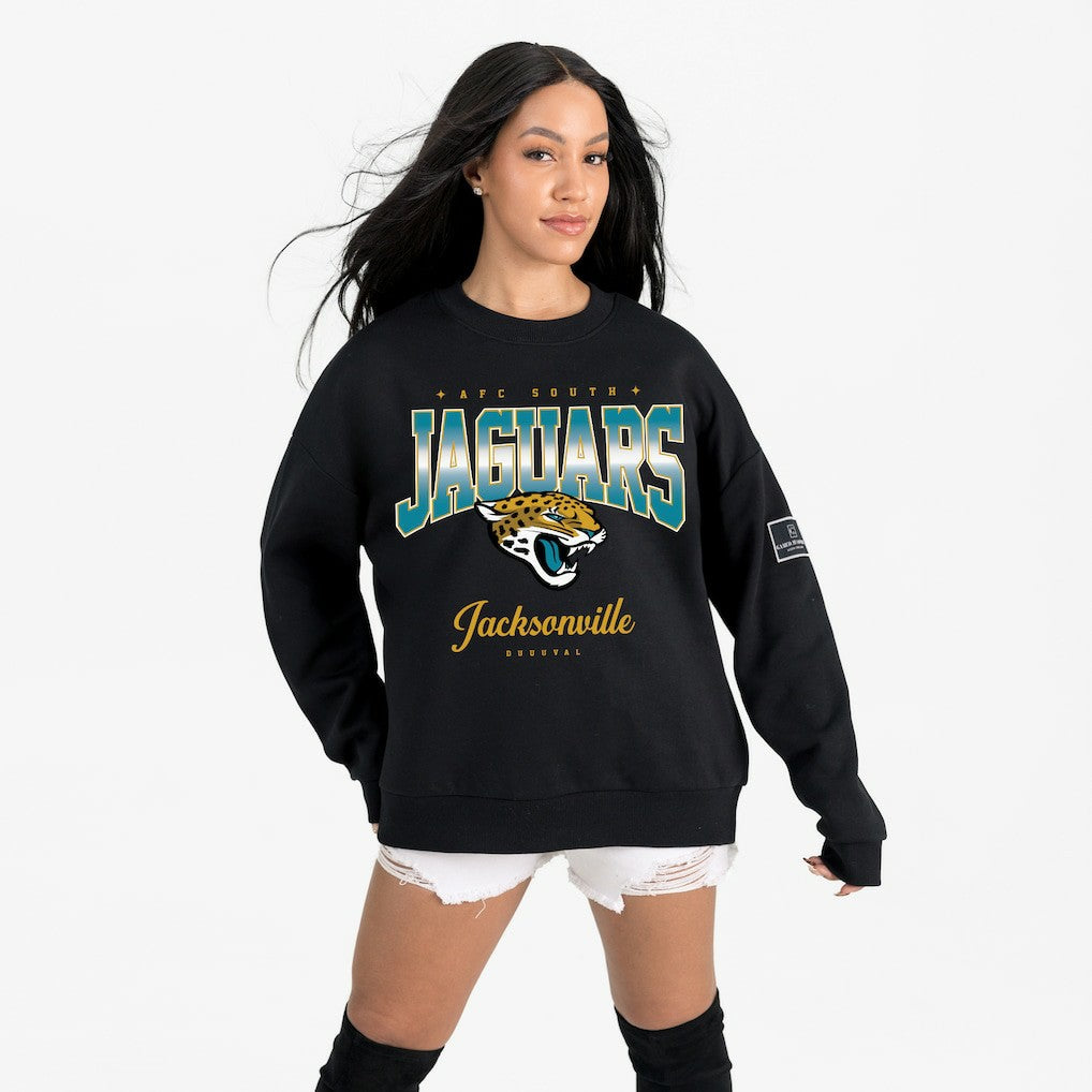 Jacksonville Jaguars Gameday Couture Women's Powerhouse Play Premium Fleece Sweatshirt - Black Sweatshirts
