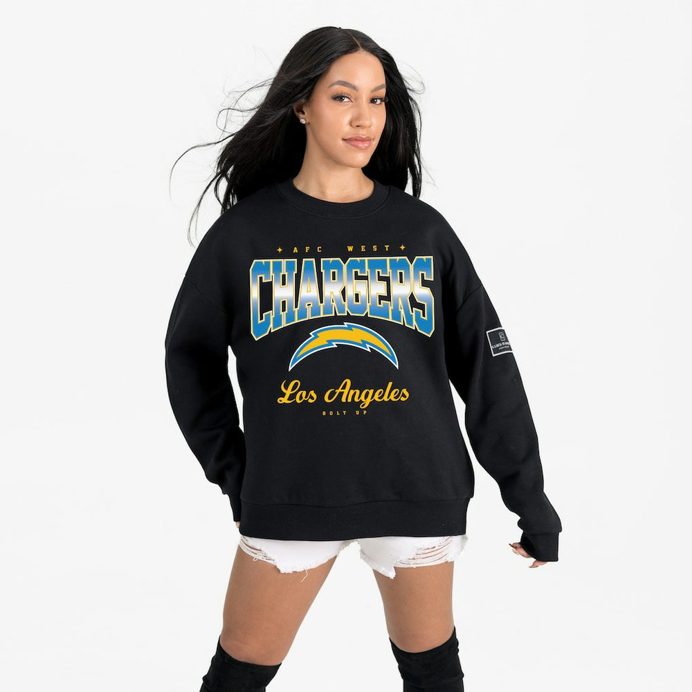 Los Angeles Chargers Gameday Couture Women's Powerhouse Play Premium Fleece Sweatshirt - Black Sweatshirts