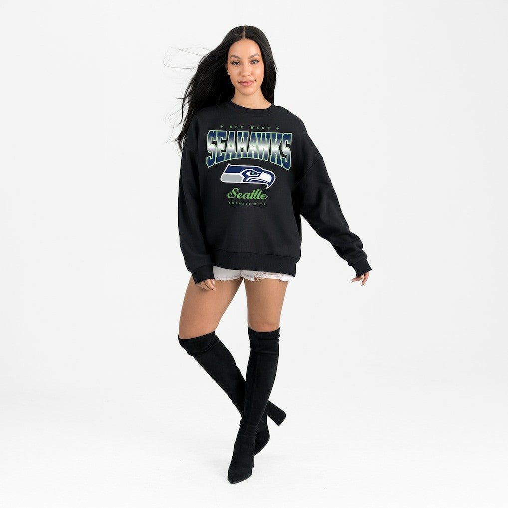 Seattle Seahawks Gameday Couture Women's Powerhouse Play Premium Fleece Sweatshirt - Black Sweatshirts