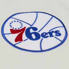 Philadelphia 76ers Hardwood Classics Chainstitch Premium T-Shirt Cream - Mitchell & Ness