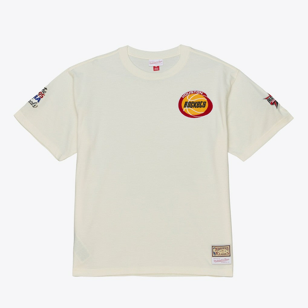 Houston Rockets Hardwood Classics Chainstitch Premium T-Shirt Cream - Mitchell & Ness