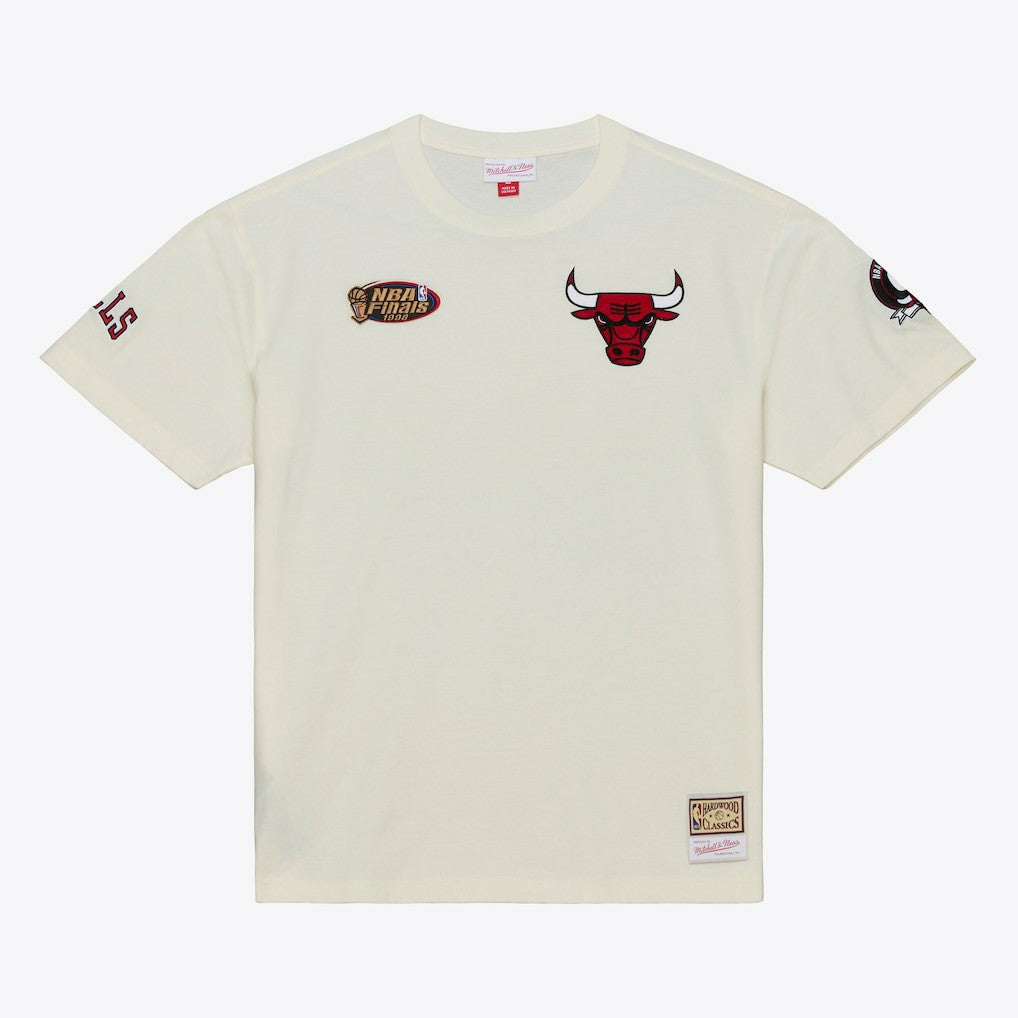 Chicago Bulls Hardwood Classics Chainstitch Premium T-Shirt Cream - Mitchell & Ness
