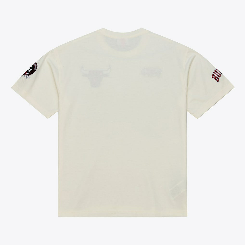 Chicago Bulls Hardwood Classics Chainstitch Premium T-Shirt Cream - Mitchell & Ness