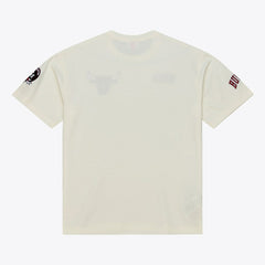 Chicago Bulls Hardwood Classics Chainstitch Premium T-Shirt Cream - Mitchell & Ness