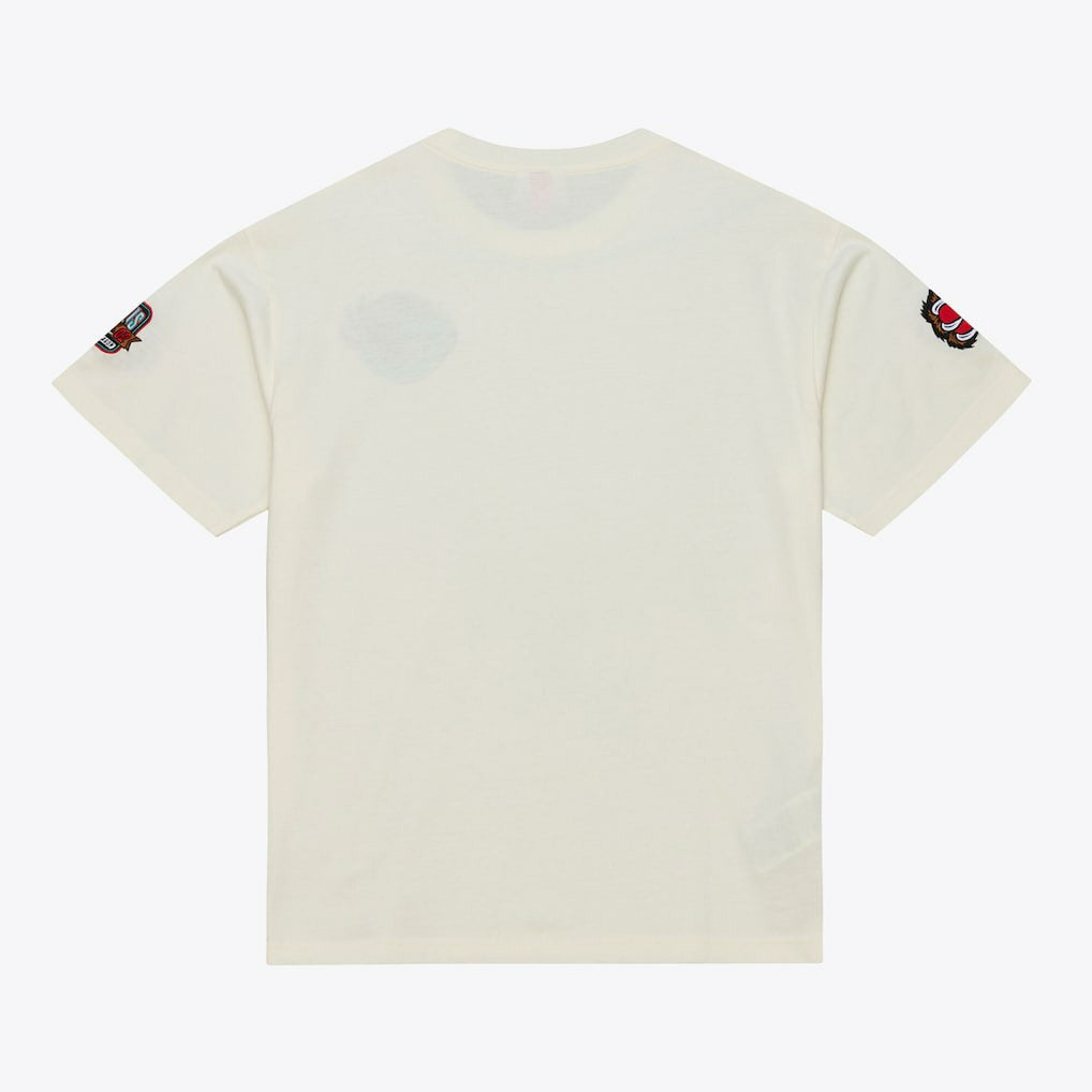 Memphis Grizzlies Hardwood Classics Chainstitch Premium T-Shirt Cream - Mitchell & Ness