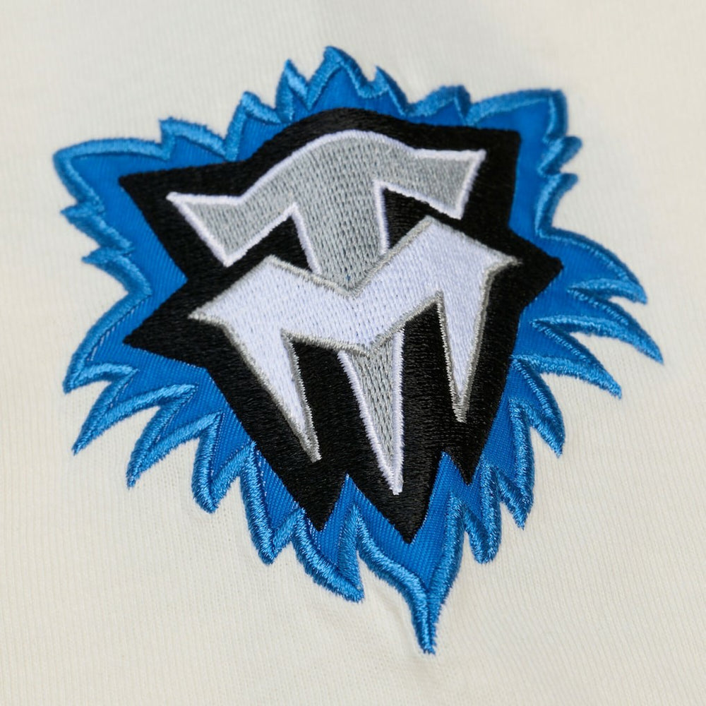 Minnesota Timberwolves Hardwood Classics Chainstitch Premium T-Shirt Cream - Mitchell & Ness