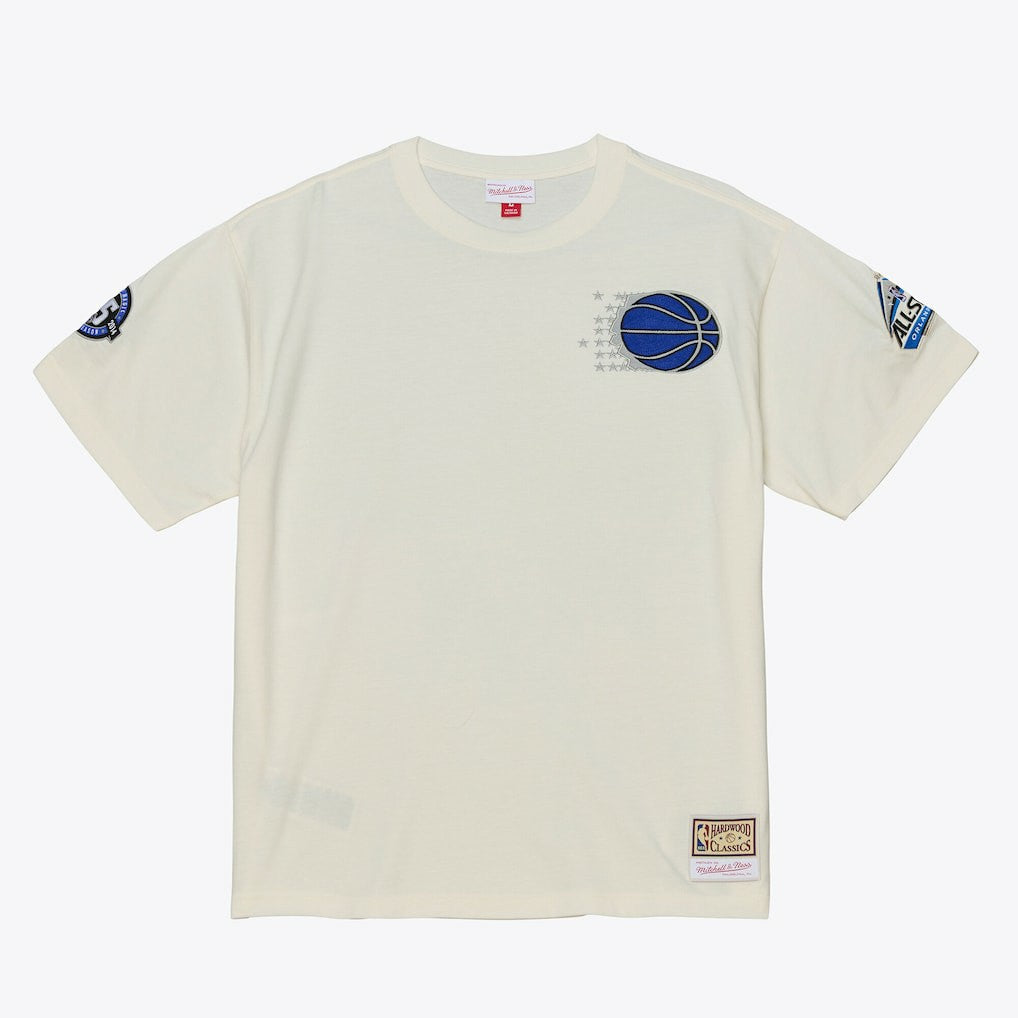 Orlando Magic Hardwood Classics Chainstitch Premium T-Shirt Cream - Mitchell & Ness