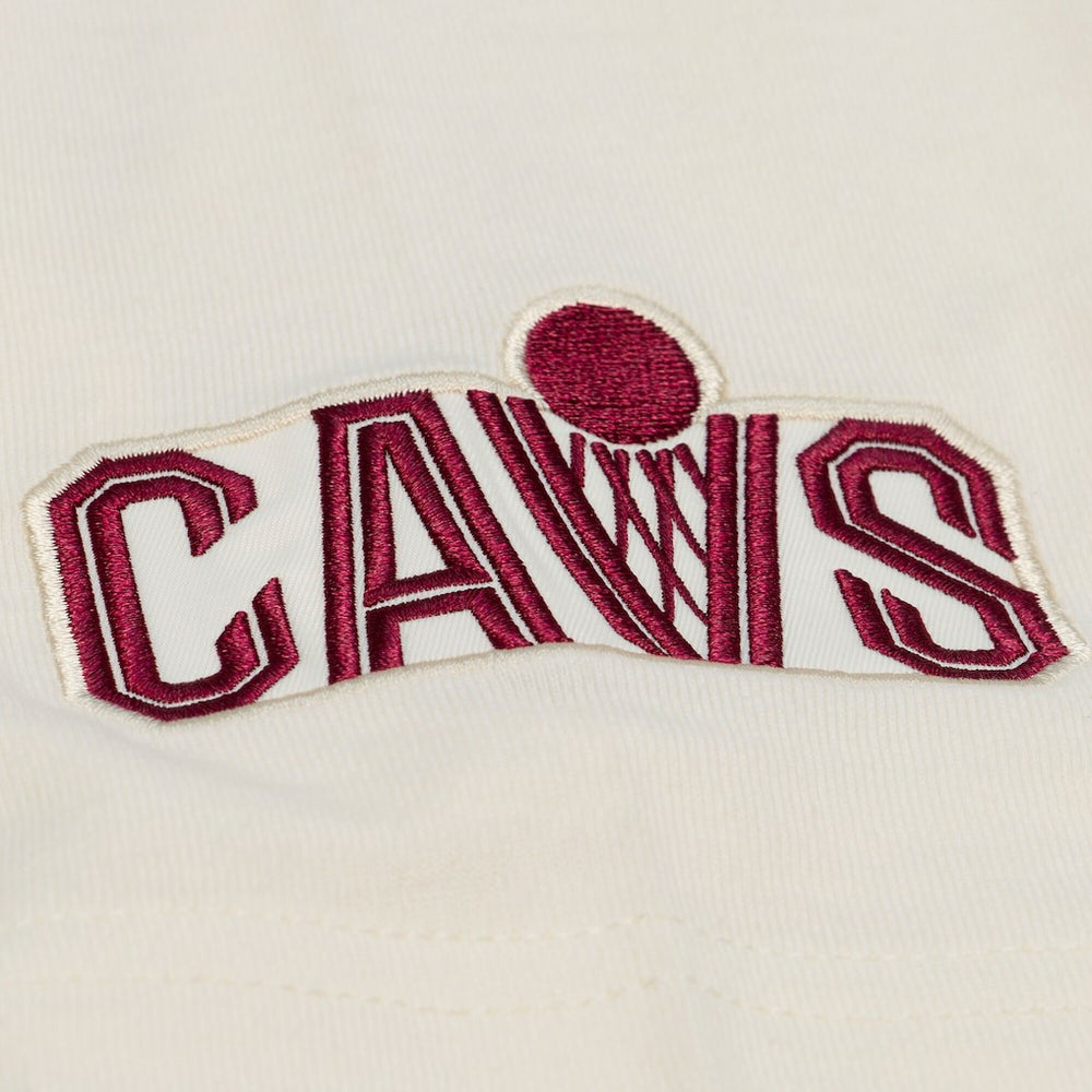 Cleveland Cavaliers Hardwood Classics Chainstitch Premium T-Shirt Cream - Mitchell & Ness