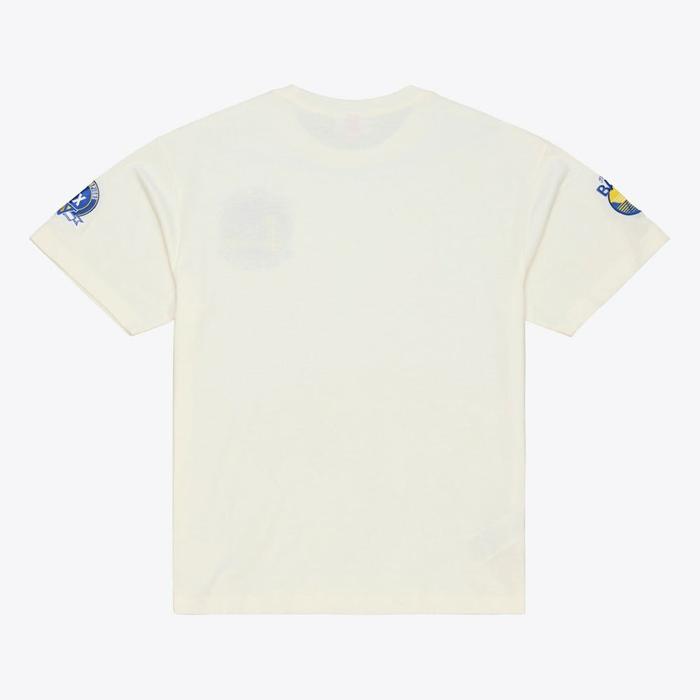 Golden State Warriors Hardwood Classics Chainstitch Premium T-Shirt Cream - Mitchell & Ness