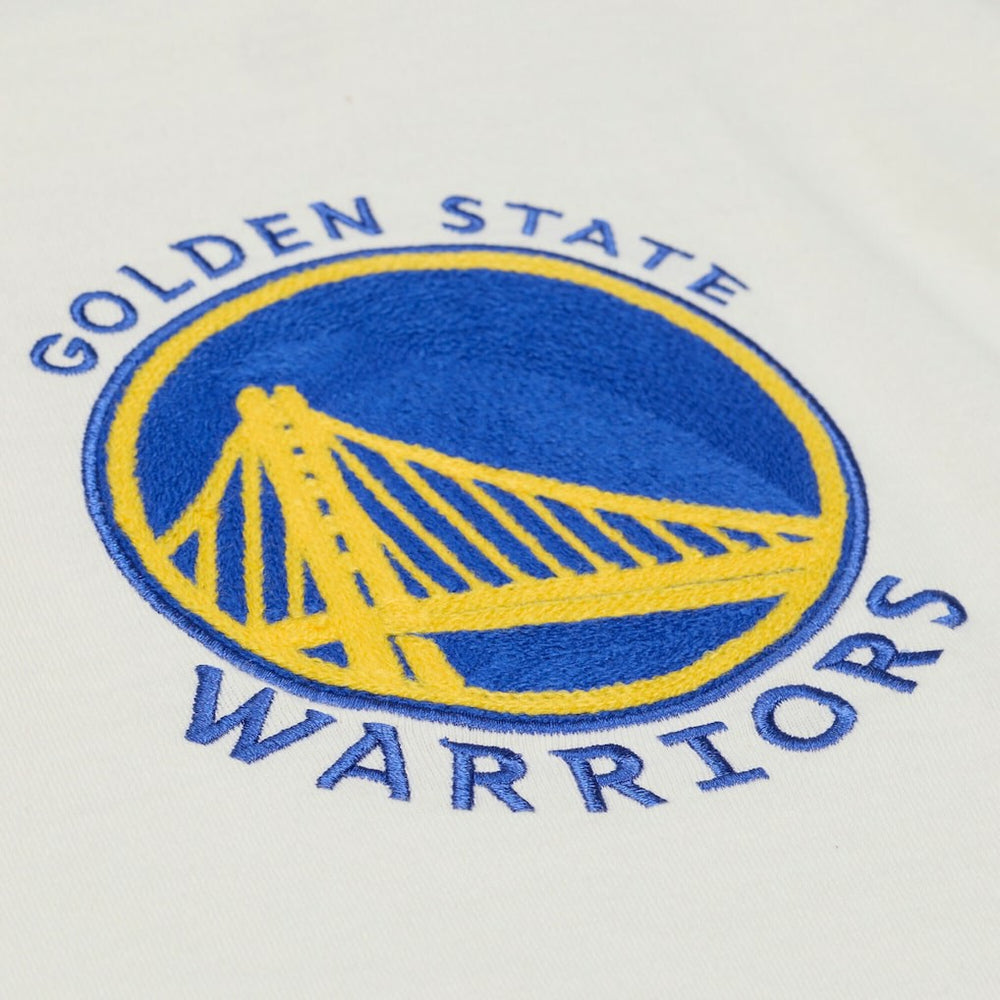 Golden State Warriors Hardwood Classics Chainstitch Premium T-Shirt Cream - Mitchell & Ness