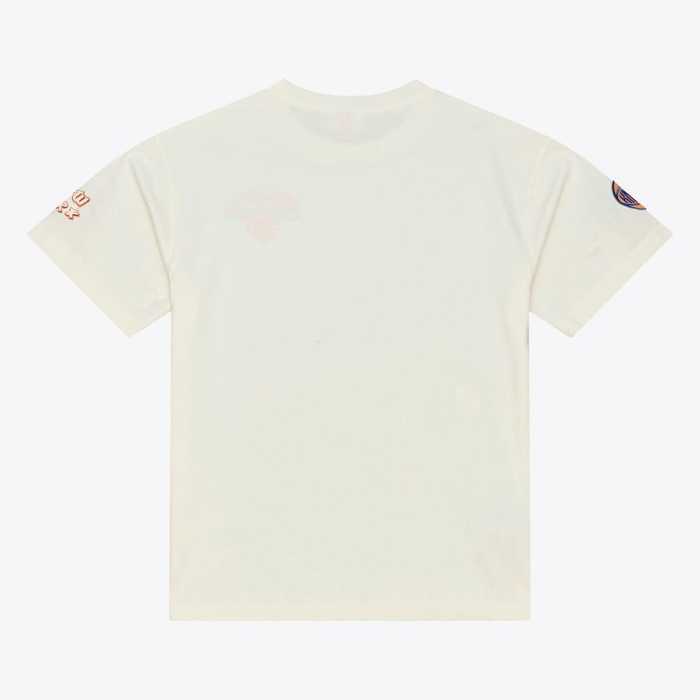 New York Knicks Hardwood Classics Chainstitch Premium T-Shirt Cream - Mitchell & Ness