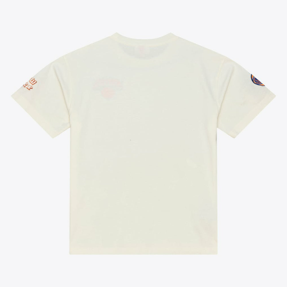 New York Knicks Hardwood Classics Chainstitch Premium T-Shirt Cream - Mitchell & Ness