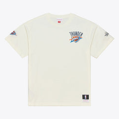 Oklahoma City Thunder Hardwood Classics Chainstitch Premium T-Shirt Cream - Mitchell & Ness