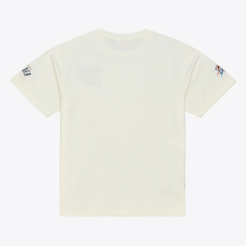 Oklahoma City Thunder Hardwood Classics Chainstitch Premium T-Shirt Cream - Mitchell & Ness
