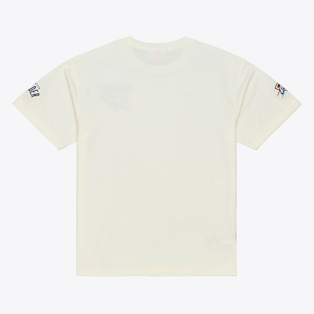 Oklahoma City Thunder Hardwood Classics Chainstitch Premium T-Shirt Cream - Mitchell & Ness