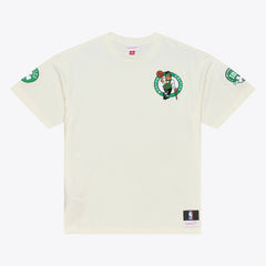 Boston Celtics Hardwood Classics Chainstitch Premium T-Shirt Cream - Mitchell & Ness