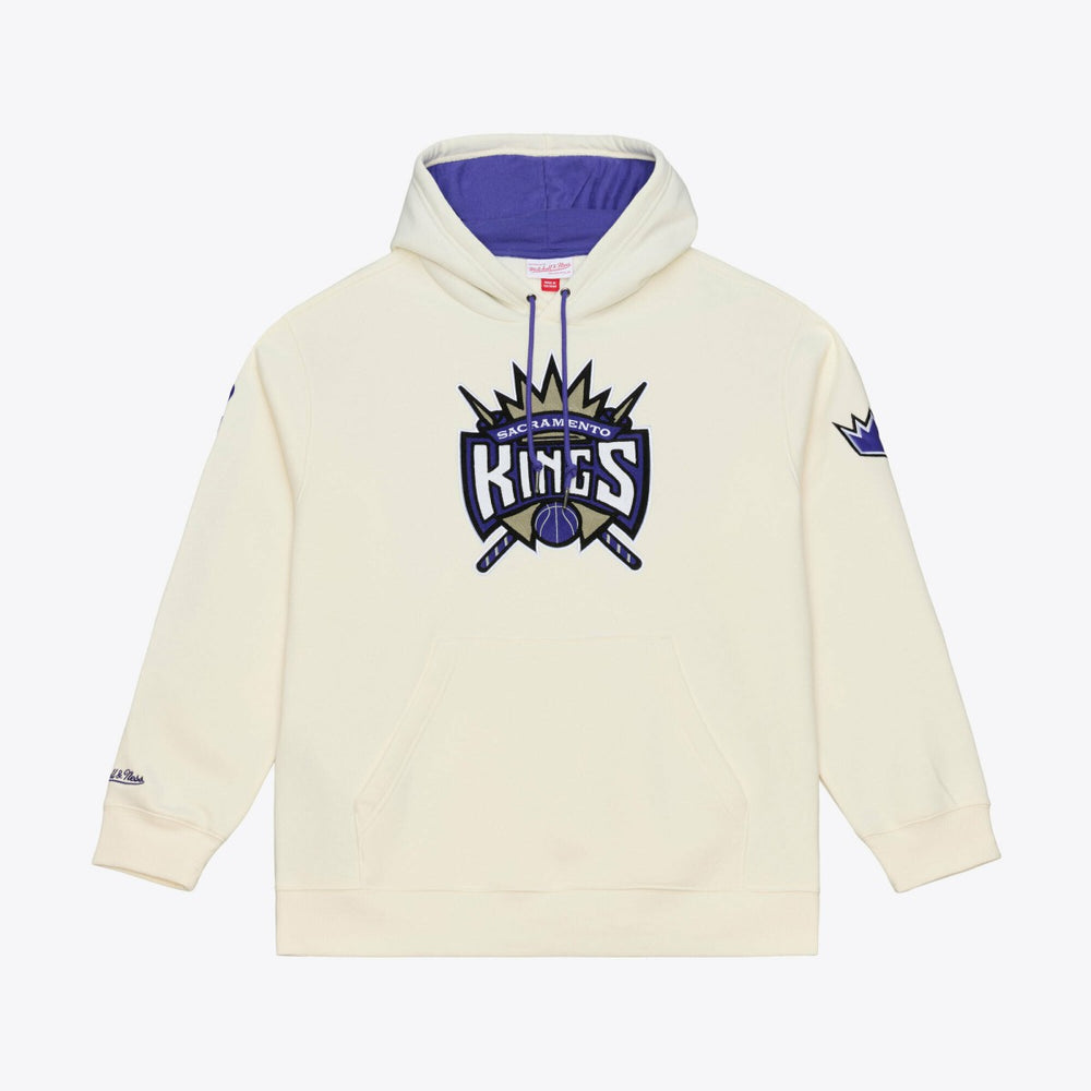 Sacramento Kings Hardwood Classics Chainstitch Premium Fleece Hoodie Cream - Mitchell & Ness