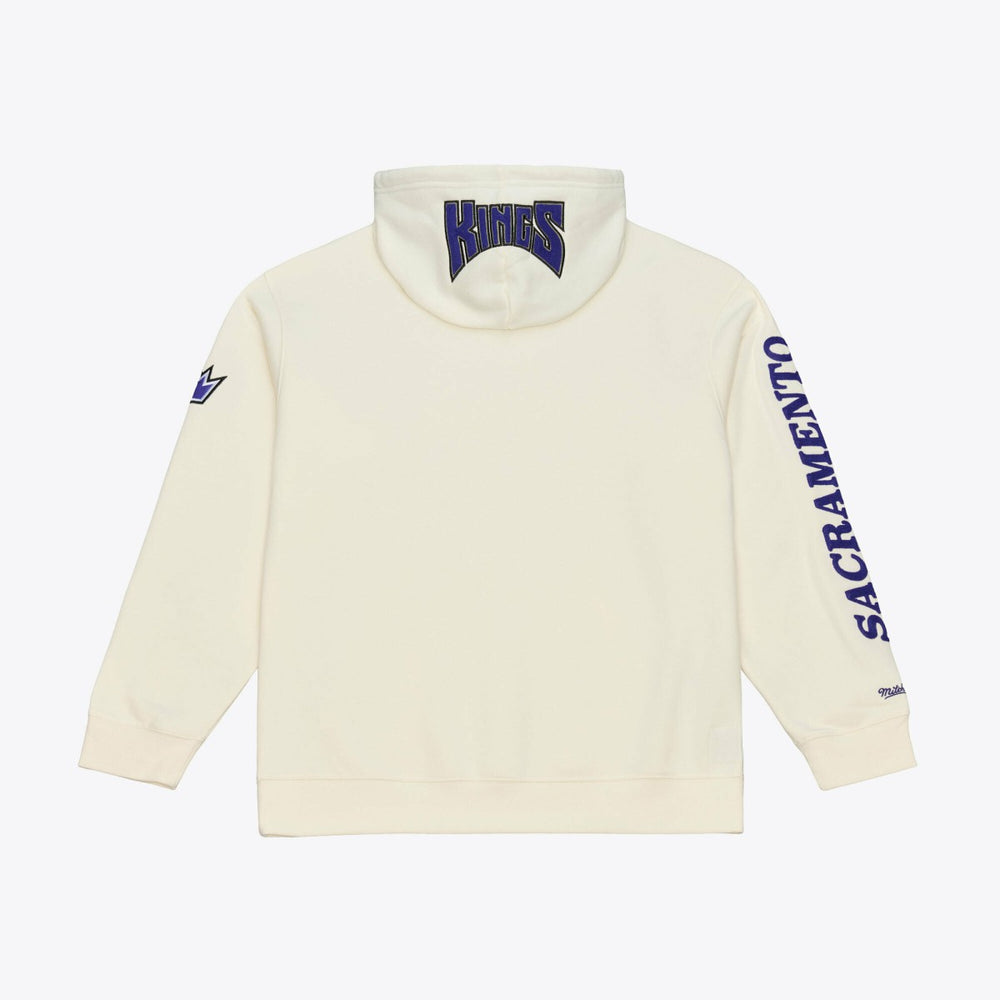 Sacramento Kings Hardwood Classics Chainstitch Premium Fleece Hoodie Cream - Mitchell & Ness