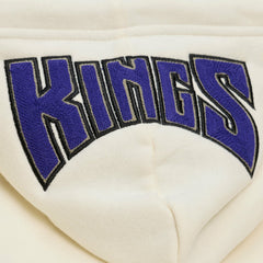Sacramento Kings Hardwood Classics Chainstitch Premium Fleece Hoodie Cream - Mitchell & Ness