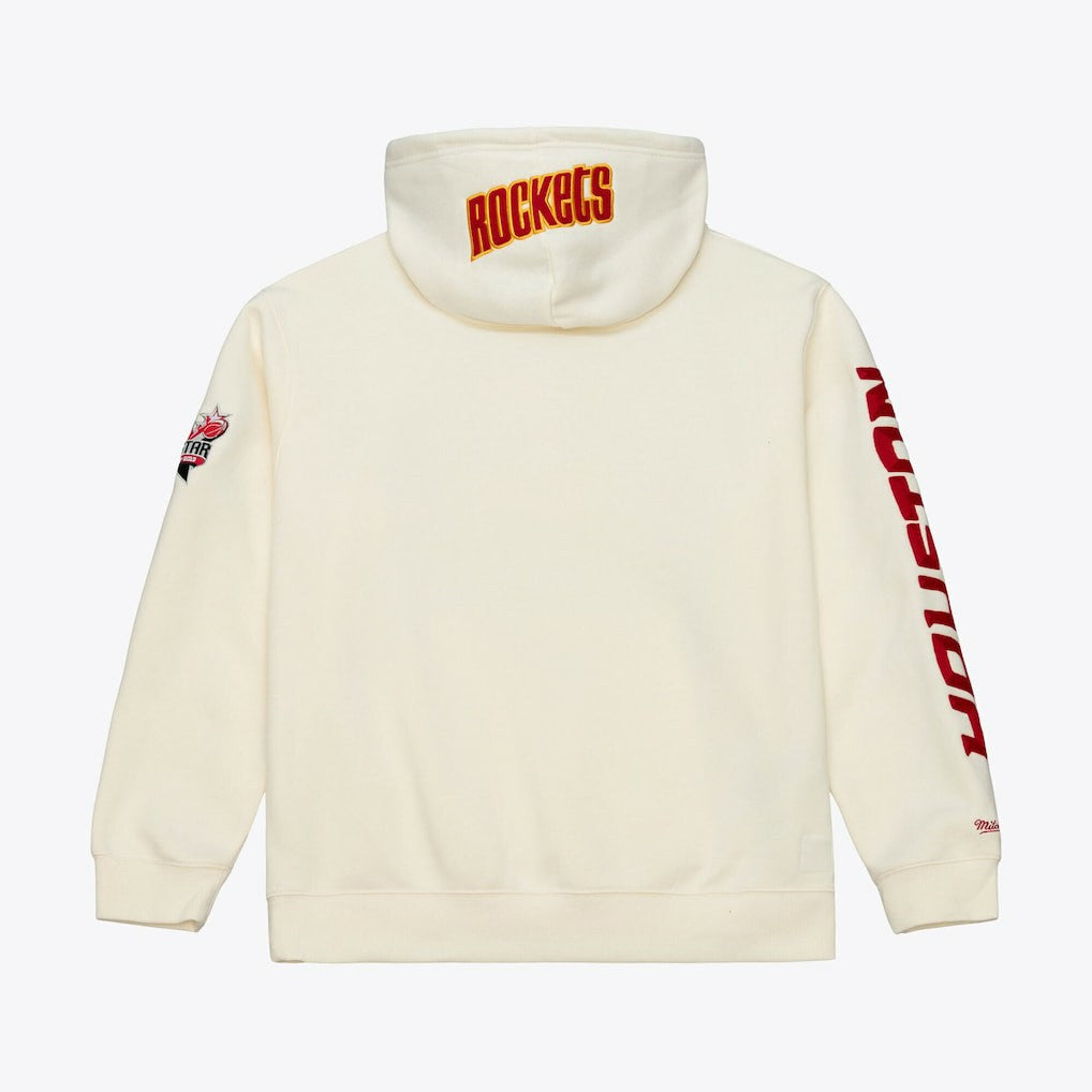 Houston Rockets Hardwood Classics Chainstitch Premium Fleece Hoodie Cream - Mitchell & Ness