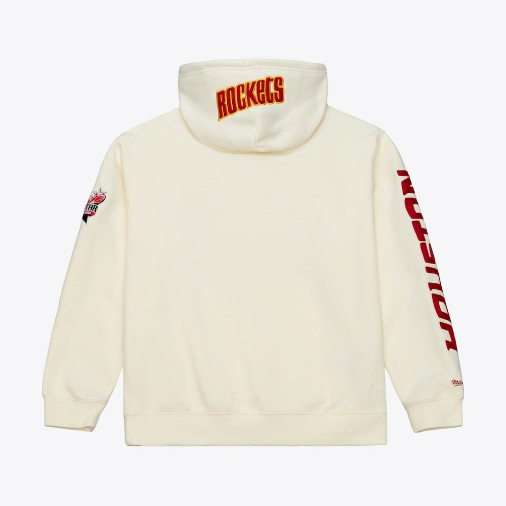 Houston Rockets Hardwood Classics Chainstitch Premium Fleece Hoodie Cream - Mitchell & Ness