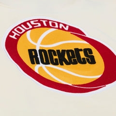 Houston Rockets Hardwood Classics Chainstitch Premium Fleece Hoodie Cream - Mitchell & Ness