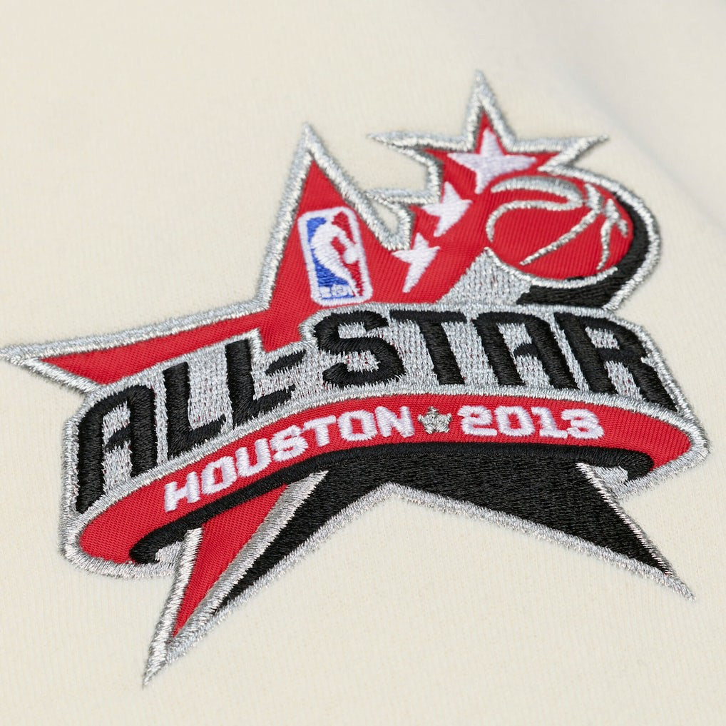Houston Rockets Hardwood Classics Chainstitch Premium Fleece Hoodie Cream - Mitchell & Ness