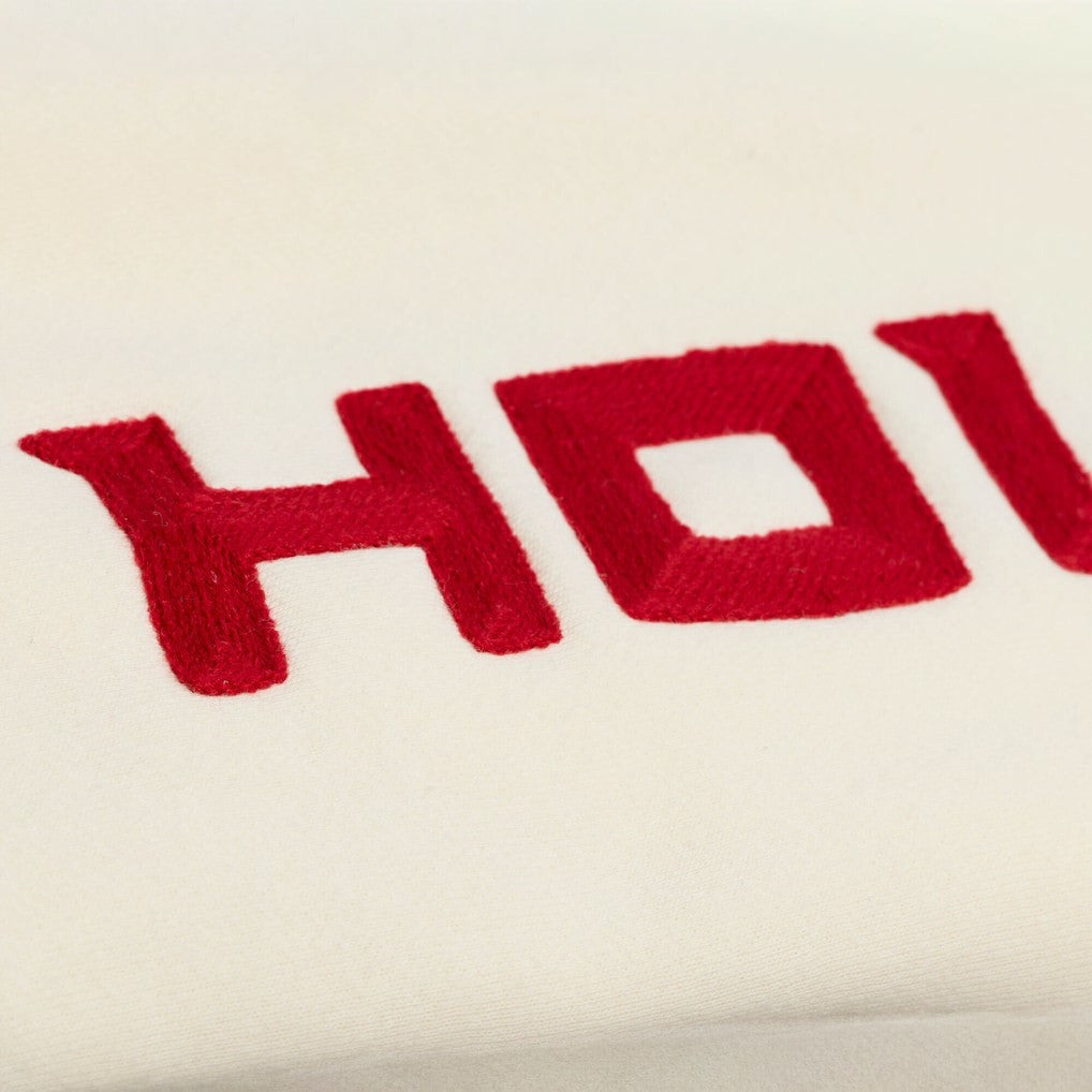 Houston Rockets Hardwood Classics Chainstitch Premium Fleece Hoodie Cream - Mitchell & Ness