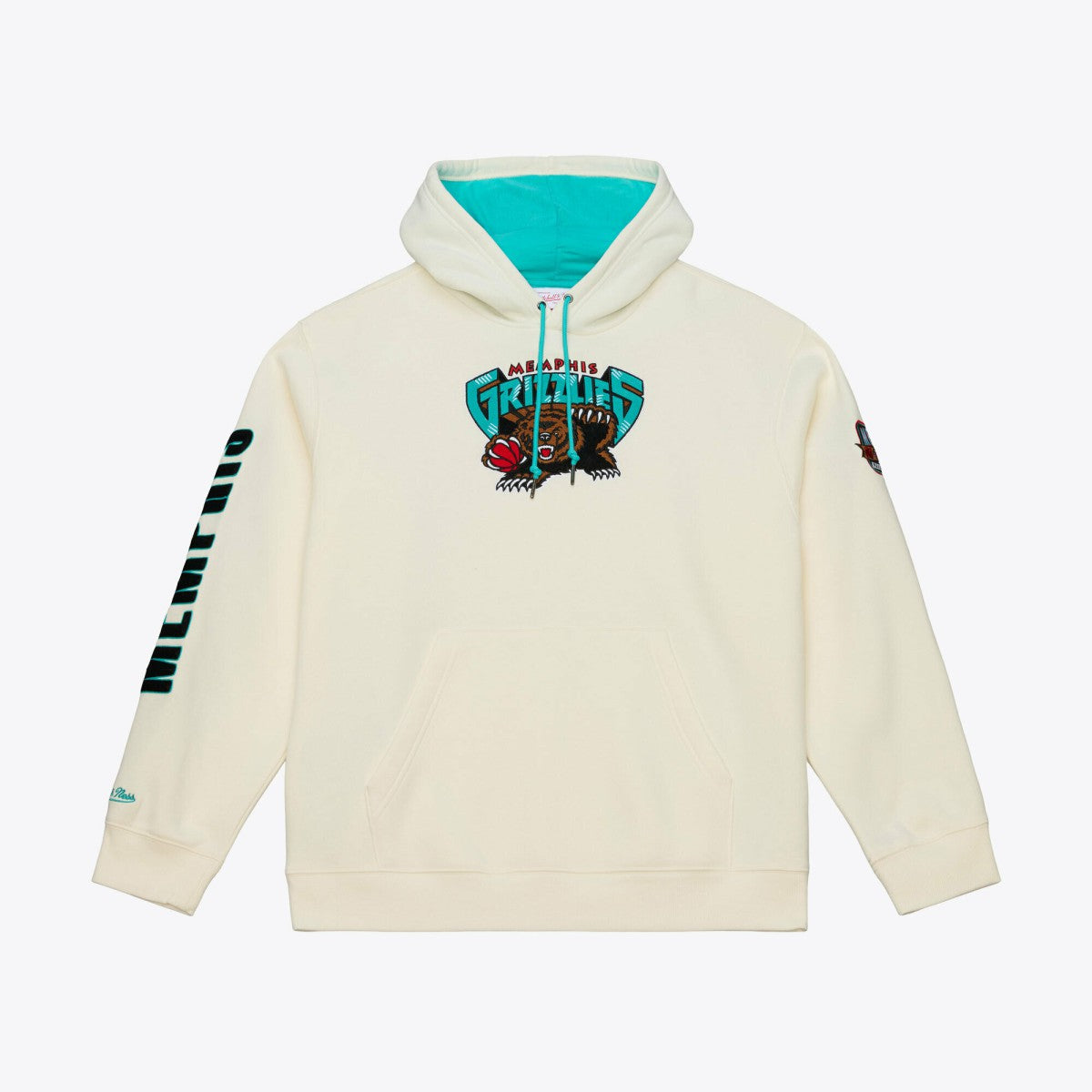 Memphis Grizzlies Hardwood Classics Chainstitch Premium Fleece Hoodie Cream - Mitchell & Ness