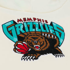 Memphis Grizzlies Hardwood Classics Chainstitch Premium Fleece Hoodie Cream - Mitchell & Ness