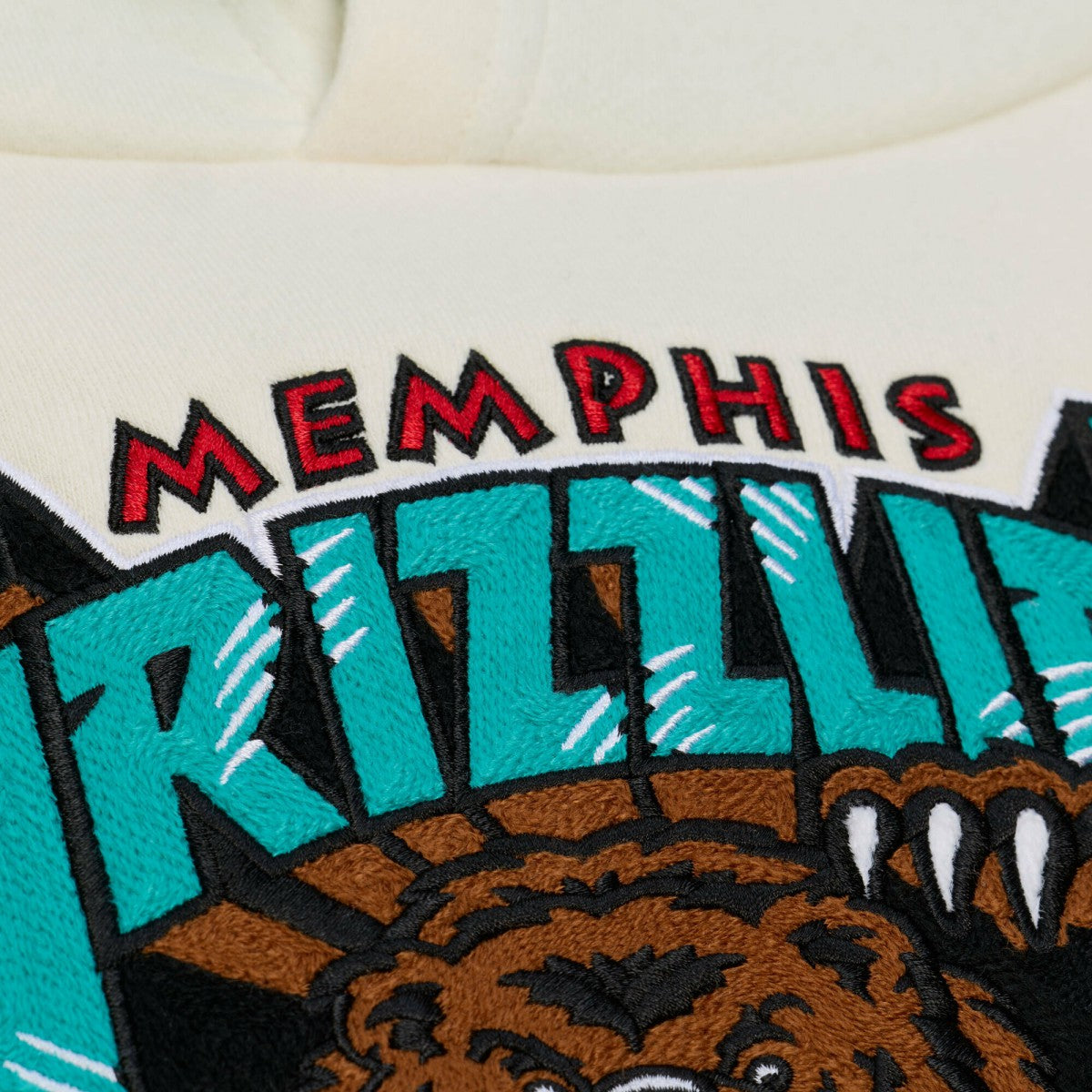 Memphis Grizzlies Hardwood Classics Chainstitch Premium Fleece Hoodie Cream - Mitchell & Ness