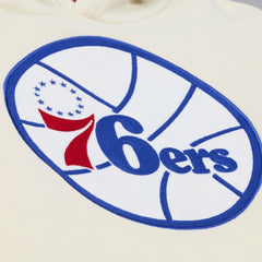 Philadelphia 76ers Hardwood Classics Chainstitch Premium Fleece Hoodie Cream - Mitchell & Ness