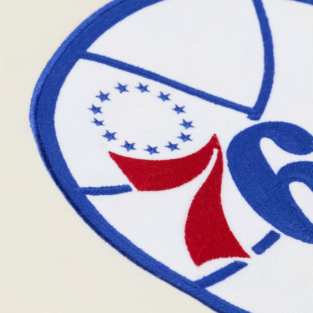 Philadelphia 76ers Hardwood Classics Chainstitch Premium Fleece Hoodie Cream - Mitchell & Ness
