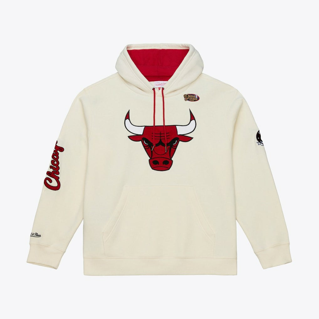 Chicago Bulls Hardwood Classics Chainstitch Premium Fleece Hoodie Cream - Mitchell & Ness