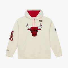 Chicago Bulls Hardwood Classics Chainstitch Premium Fleece Hoodie Cream - Mitchell & Ness