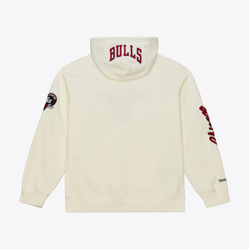 Chicago Bulls Hardwood Classics Chainstitch Premium Fleece Hoodie Cream - Mitchell & Ness