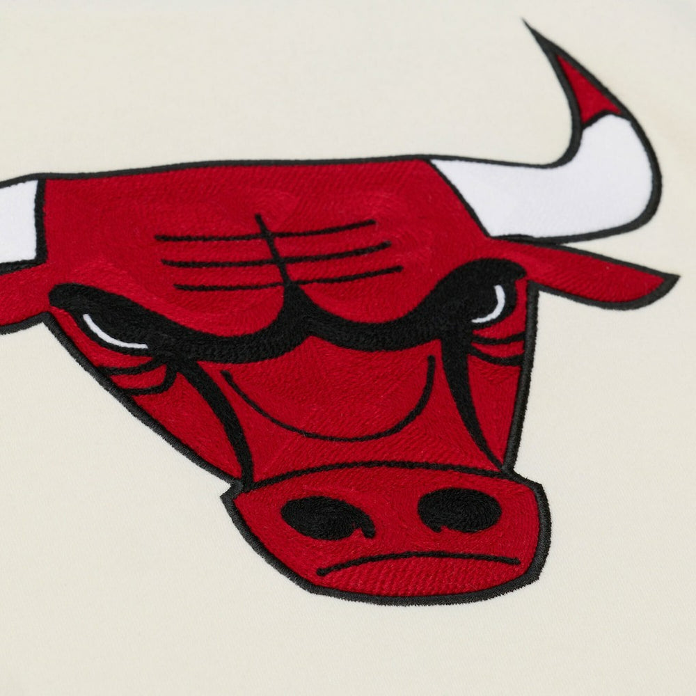 Chicago Bulls Hardwood Classics Chainstitch Premium Fleece Hoodie Cream - Mitchell & Ness