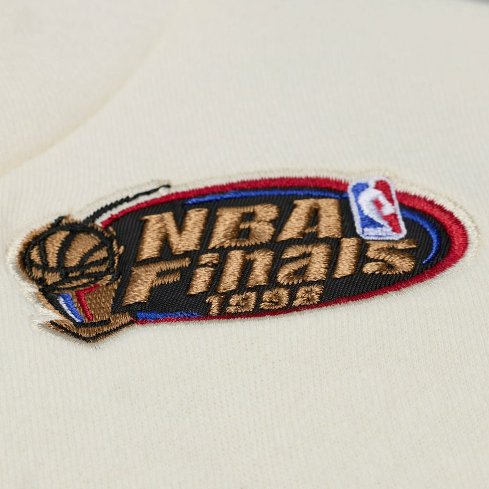 Chicago Bulls Hardwood Classics Chainstitch Premium Fleece Hoodie Cream - Mitchell & Ness