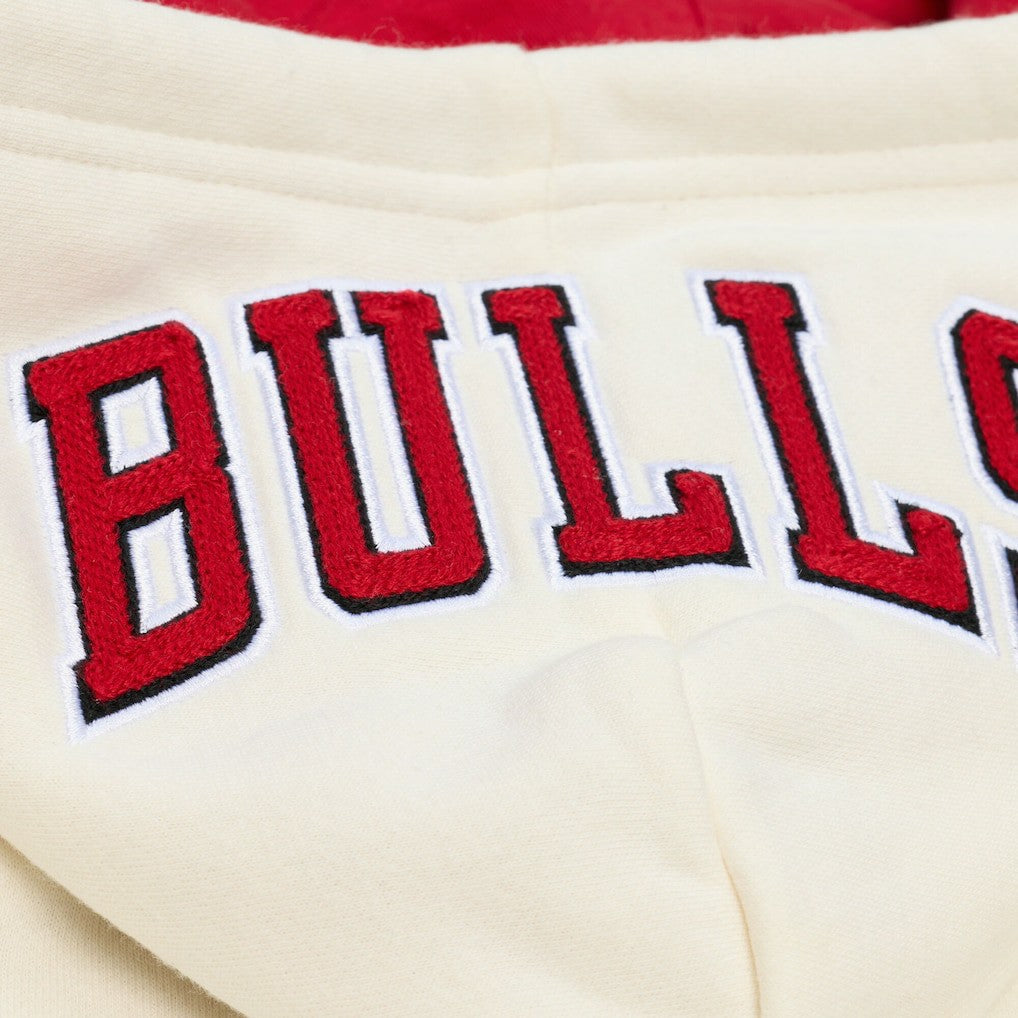 Chicago Bulls Hardwood Classics Chainstitch Premium Fleece Hoodie Cream - Mitchell & Ness