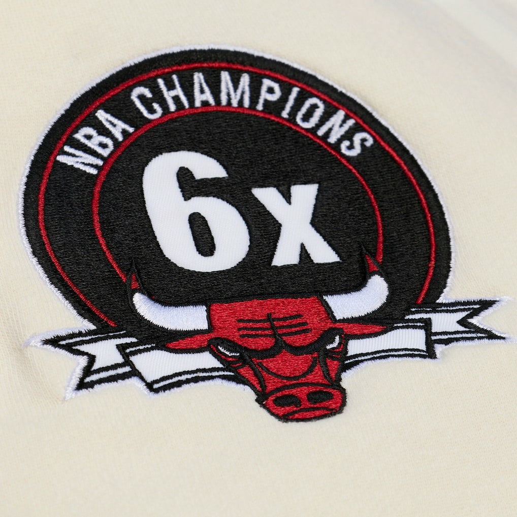 Chicago Bulls Hardwood Classics Chainstitch Premium Fleece Hoodie Cream - Mitchell & Ness
