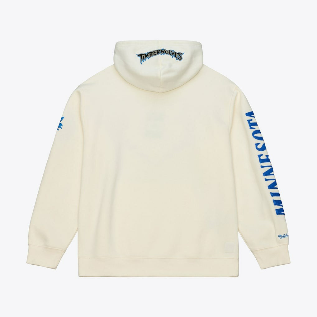Minnesota Timberwolves Hardwood Classics Chainstitch Premium Fleece Hoodie Cream - Mitchell & Ness