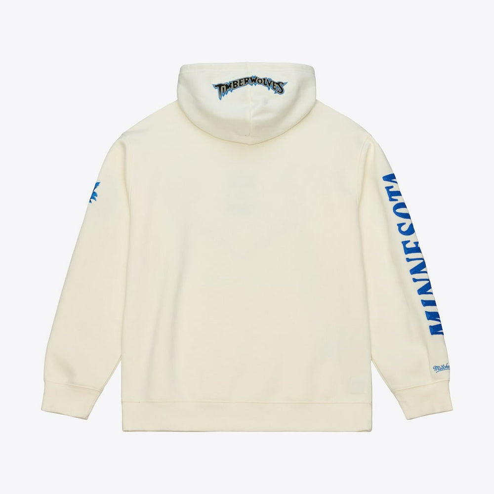 Minnesota Timberwolves Hardwood Classics Chainstitch Premium Fleece Hoodie Cream - Mitchell & Ness