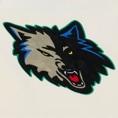 Minnesota Timberwolves Hardwood Classics Chainstitch Premium Fleece Hoodie Cream - Mitchell & Ness