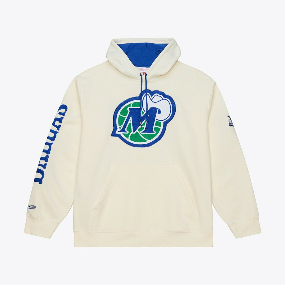 Dallas Mavericks Hardwood Classics Chainstitch Premium Fleece Hoodie Cream - Mitchell & Ness