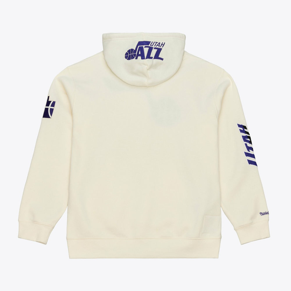 Utah Jazz Hardwood Classics Chainstitch Premium Fleece Hoodie Cream - Mitchell & Ness outlet