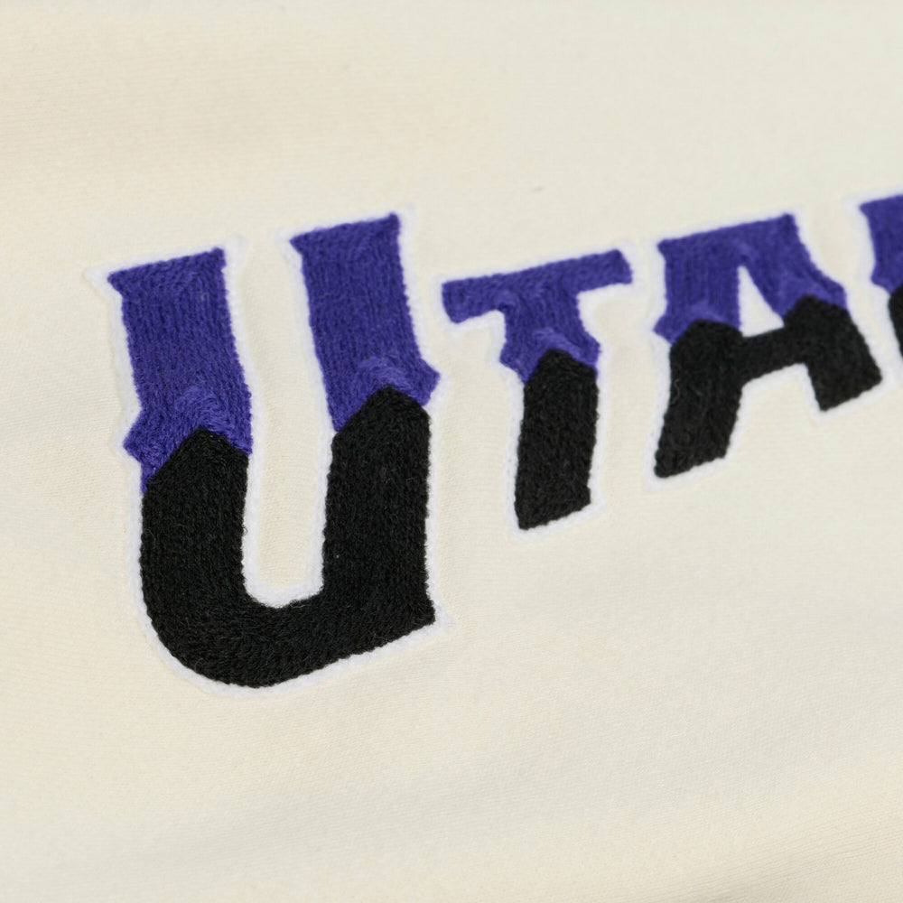 Utah Jazz Hardwood Classics Chainstitch Premium Fleece Hoodie Cream - Mitchell & Ness outlet