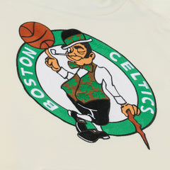 Boston Celtics Hardwood Classics Chainstitch Premium Fleece Hoodie Cream - Mitchell & Ness