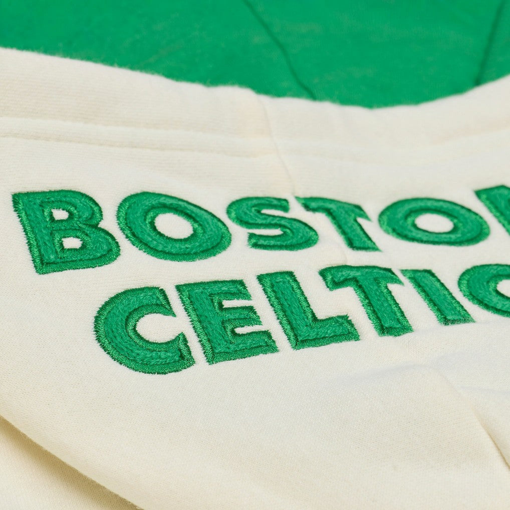 Boston Celtics Hardwood Classics Chainstitch Premium Fleece Hoodie Cream - Mitchell & Ness