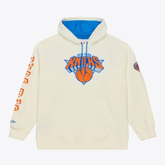 New York Knicks Hardwood Classics Chainstitch Premium Fleece Hoodie Cream - Mitchell & Ness